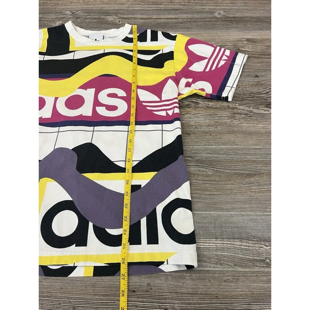 Adidas Originals Mens MED T-Shirt Tee‎ Short Sleeve All Over Print Retro Trefoil